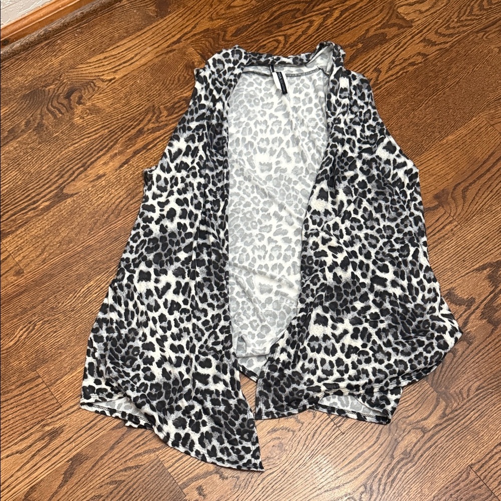 Leopard Print Open Front Vest